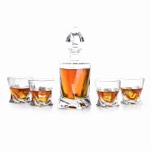 Edam Whiskey Set handgeblazen - 1 Whiskey Decanteer Karaf met 4 Whiskeyglazen - Loodvrij Kristal glas